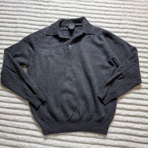 Jos. A. Bank Gray Cashmere Collared Pullover Sweater M Long Sleeve Knit